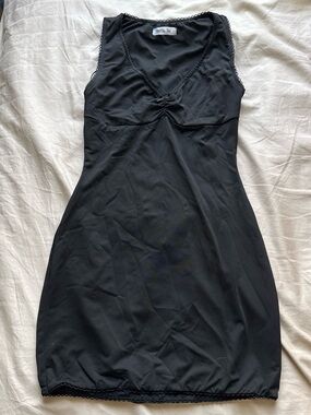 Little Lie Black Twist-Knot V-Neck Mini Dress